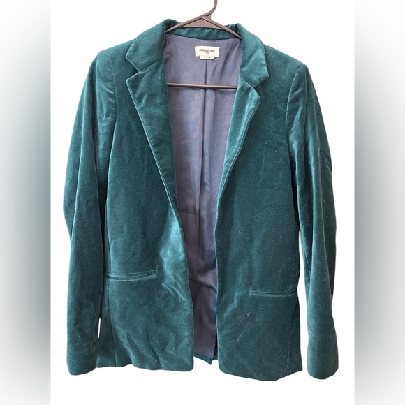 Zadig & Voltaire Women’s Volly Velour Blazer. Green size small. - Picture 3 of 12
